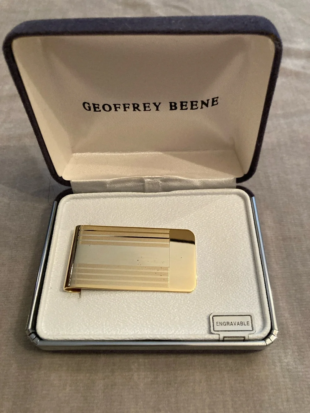 Geoffrey Beene Gold Striped Money Clip
